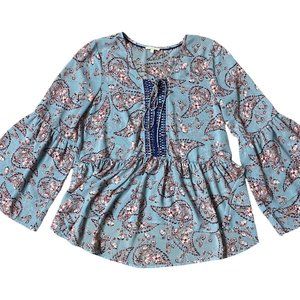 Mystree Boho Hippie Floral Paisley Blouse